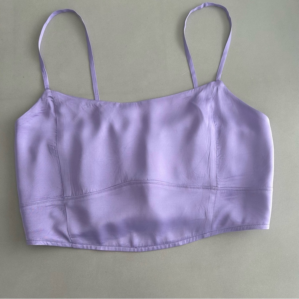 Aerie Lavender Smocked Crop Top, Size L